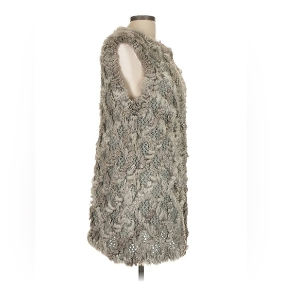 Neiman Marcus 100% Rabbit Fur Open Knit Vest size XL Gray Old Money Chic - Picture 14 of 15